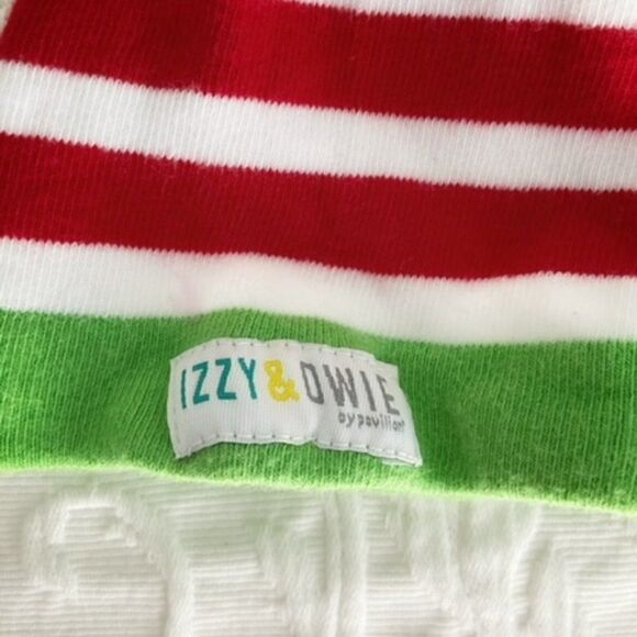 Izzy and Owie Red White Stripe Green Santa Christmas Elf Hat for Baby - Picture 3 of 3
